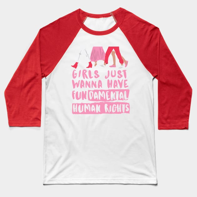 Girls Fundamental Rights Word Art Baseball T-Shirt by She Gets Creative